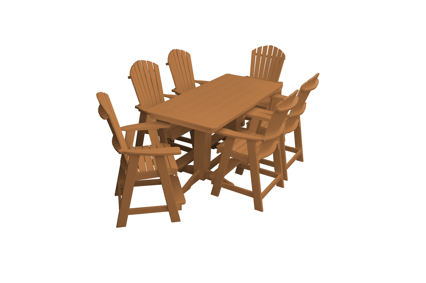 Bryton Park Poly Furniture Recycled 6' Rectangular Table with Fanback Balcony Chairs 7 Piece Set (Counter Height) - LEAD TIME TO SHIP 10 BUSINESS DAYS