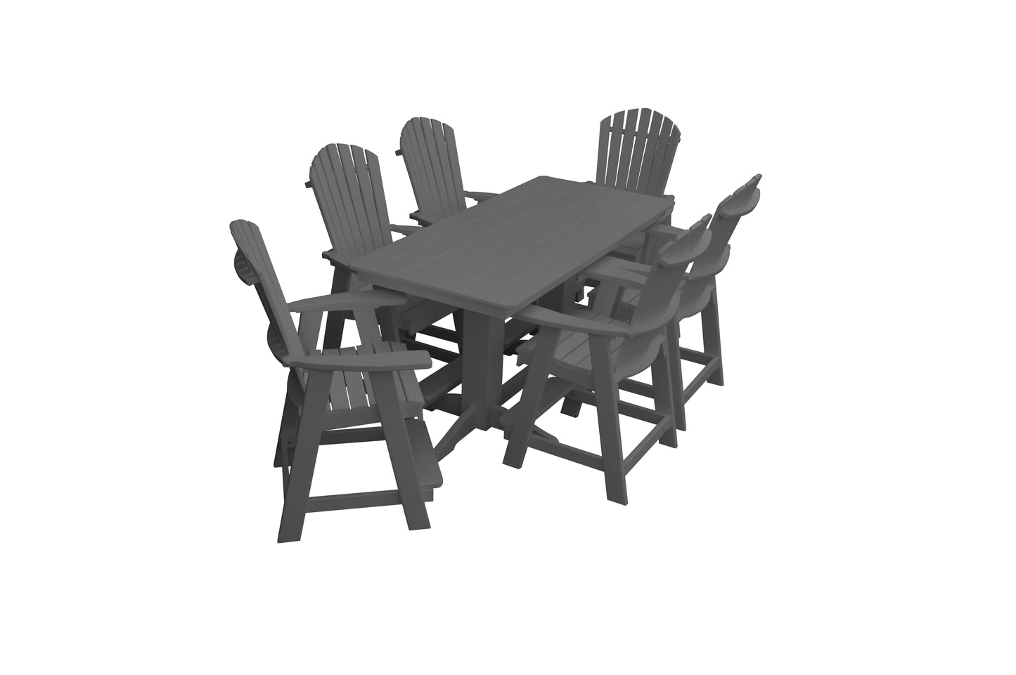 Bryton Park Poly Furniture Recycled 6' Rectangular Table with Fanback Balcony Chairs 7 Piece Set (Counter Height) - LEAD TIME TO SHIP 10 BUSINESS DAYS