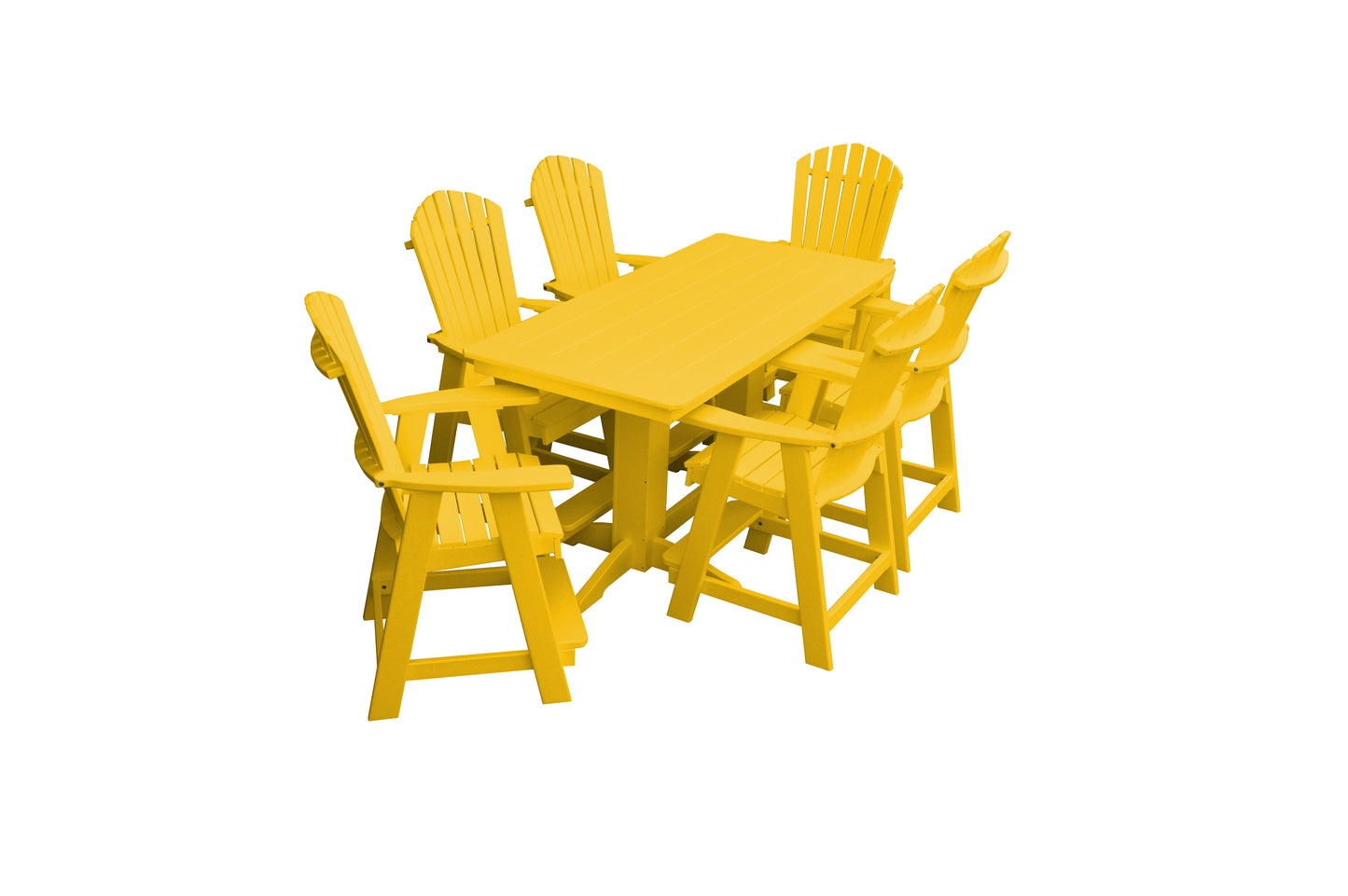 Bryton Park Poly Furniture Recycled 6' Rectangular Table with Fanback Balcony Chairs 7 Piece Set (Counter Height) - LEAD TIME TO SHIP 10 BUSINESS DAYS