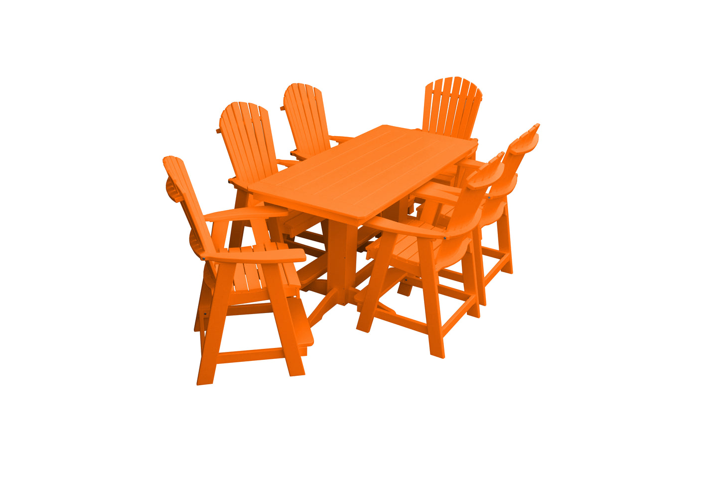 Bryton Park Poly Furniture Recycled 6' Rectangular Table with Fanback Balcony Chairs 7 Piece Set (Counter Height) - LEAD TIME TO SHIP 10 BUSINESS DAYS