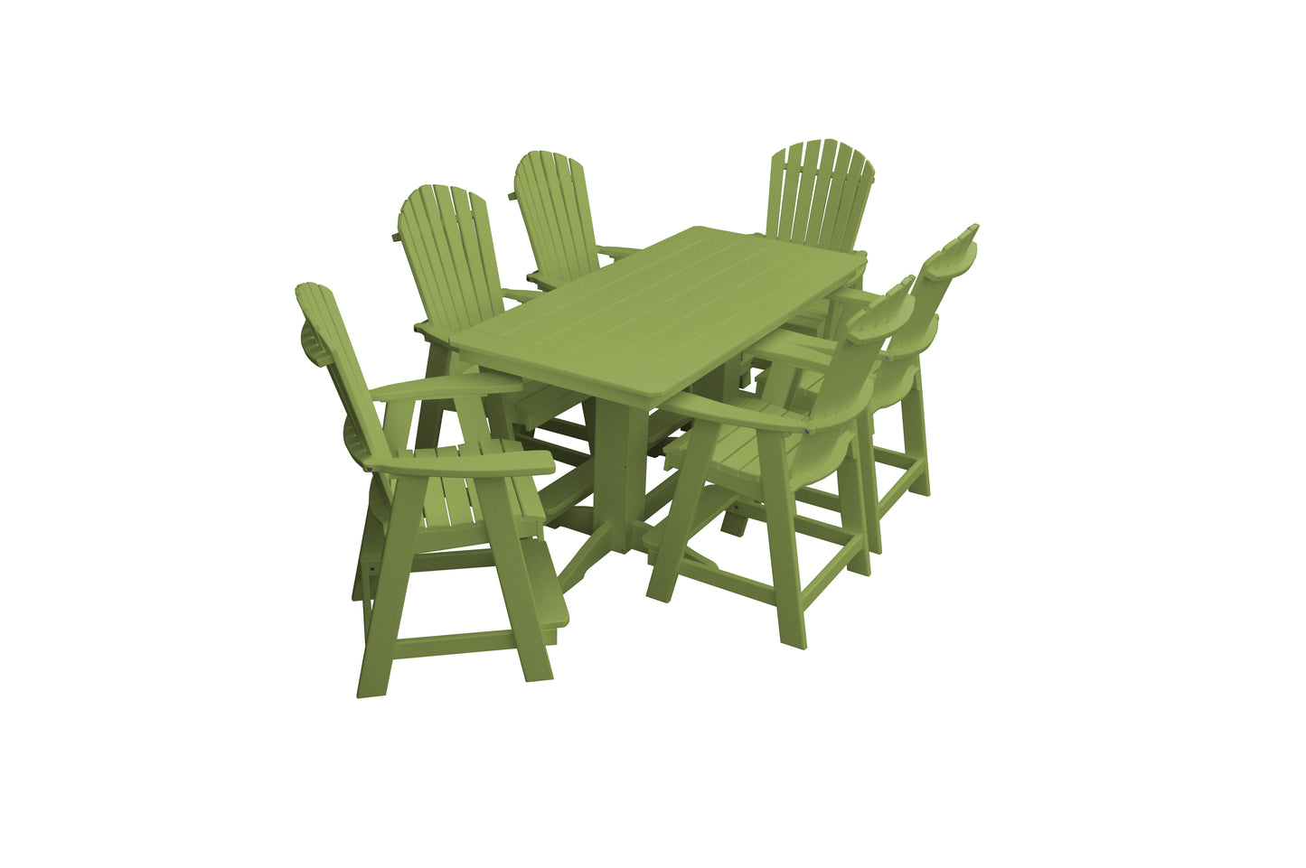 Bryton Park Poly Furniture Recycled 6' Rectangular Table with Fanback Balcony Chairs 7 Piece Set (Counter Height) - LEAD TIME TO SHIP 10 BUSINESS DAYS