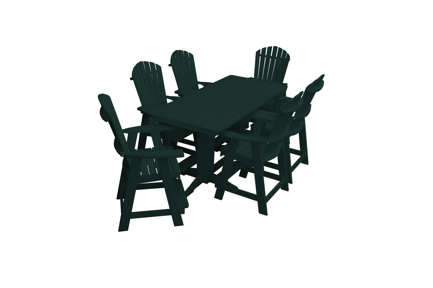 Bryton Park Poly Furniture Recycled 6' Rectangular Table with Fanback Balcony Chairs 7 Piece Set (Counter Height) - LEAD TIME TO SHIP 10 BUSINESS DAYS