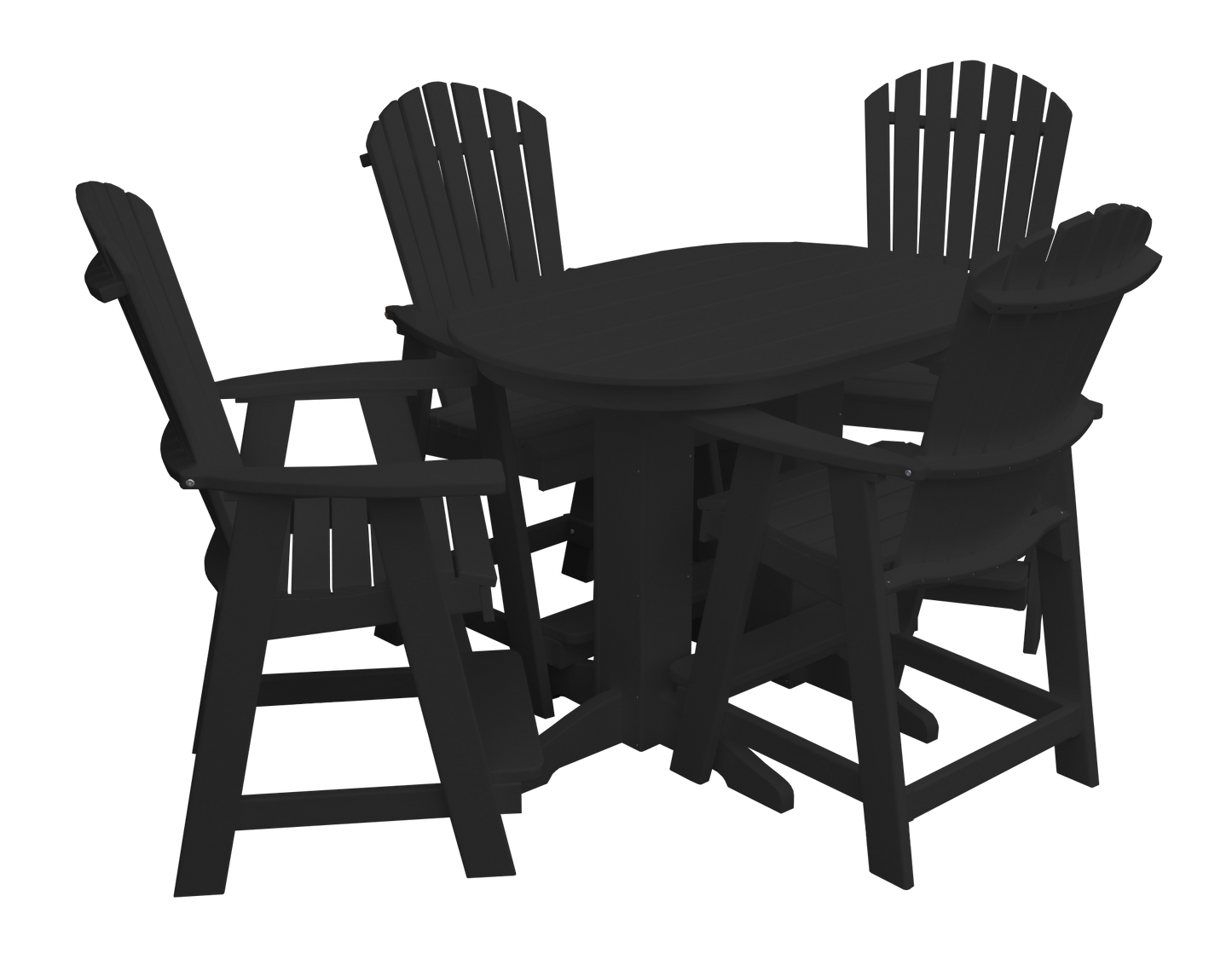 Bryton Park Poly Furniture Recycled 4' Oval Table with Fanback Balcony Chairs 5 Piece Set (Counter Height) - LEAD TIME TO SHIP 10 BUSINESS DAYS