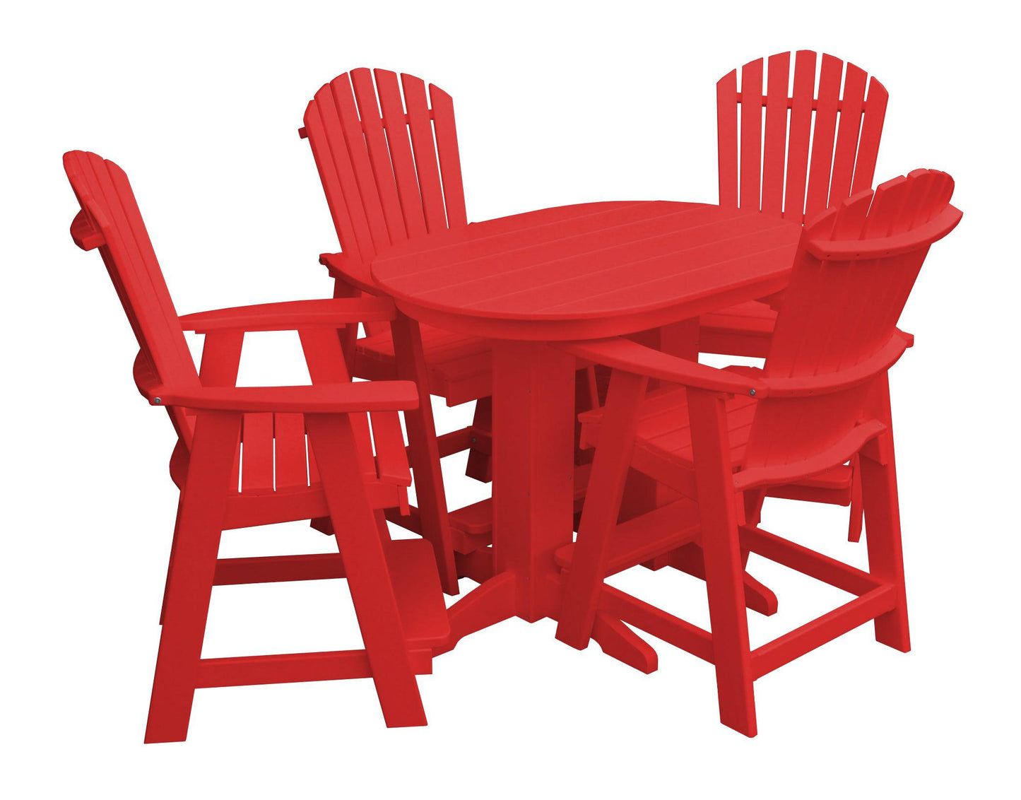 Bryton Park Poly Furniture Recycled 4' Oval Table with Fanback Balcony Chairs 5 Piece Set (Counter Height) - LEAD TIME TO SHIP 10 BUSINESS DAYS