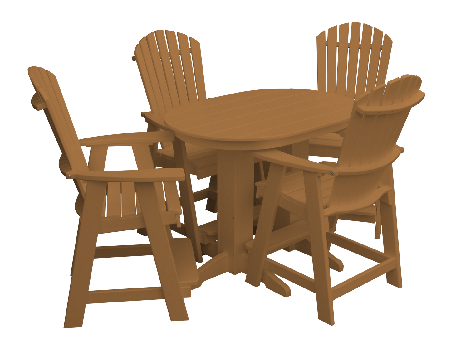 Bryton Park Poly Furniture Recycled 4' Oval Table with Fanback Balcony Chairs 5 Piece Set (Counter Height) - LEAD TIME TO SHIP 10 BUSINESS DAYS