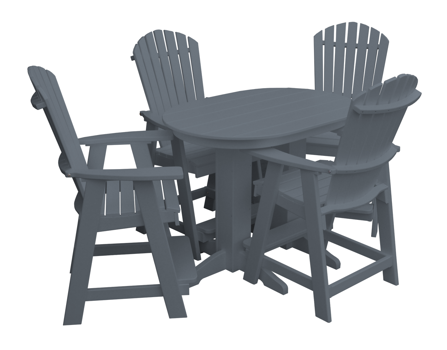 Bryton Park Poly Furniture Recycled 4' Oval Table with Fanback Balcony Chairs 5 Piece Set (Counter Height) - LEAD TIME TO SHIP 10 BUSINESS DAYS