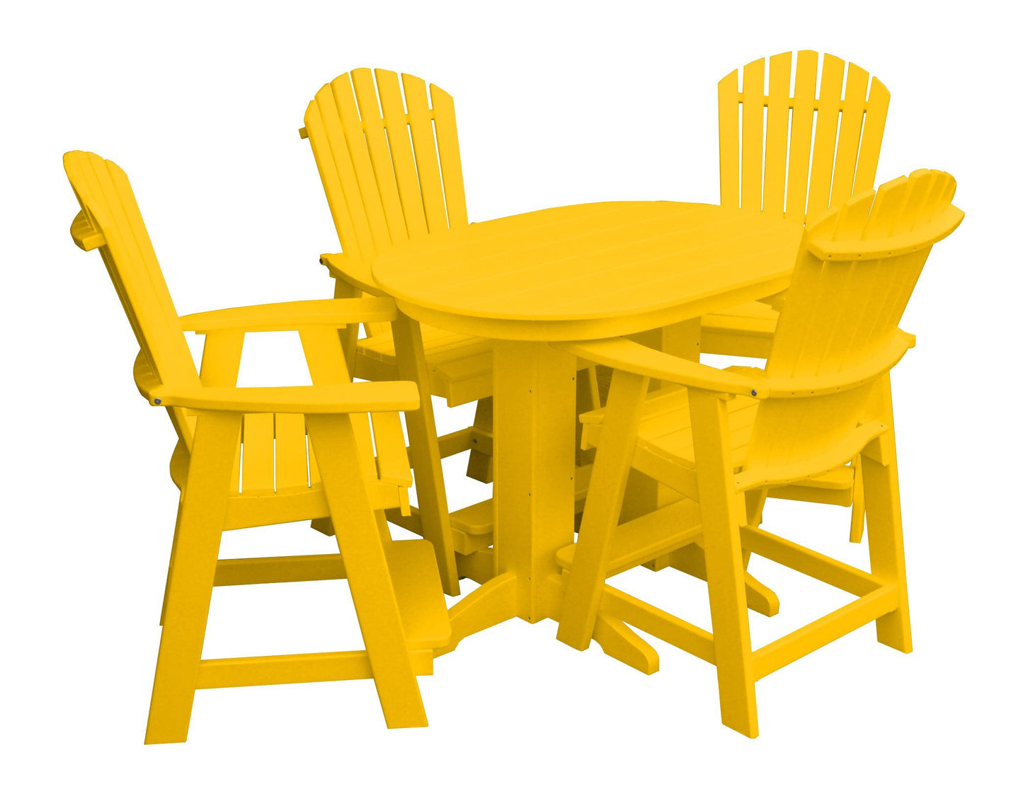 Bryton Park Poly Furniture Recycled 4' Oval Table with Fanback Balcony Chairs 5 Piece Set (Counter Height) - LEAD TIME TO SHIP 10 BUSINESS DAYS