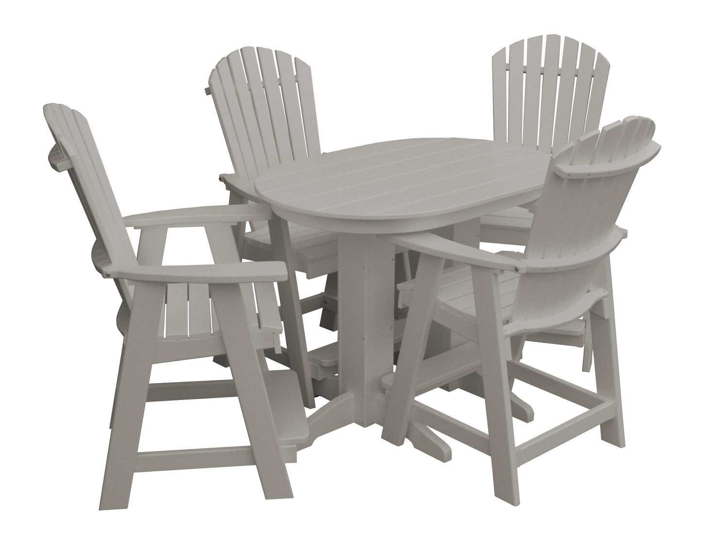 Bryton Park Poly Furniture Recycled 4' Oval Table with Fanback Balcony Chairs 5 Piece Set (Counter Height) - LEAD TIME TO SHIP 10 BUSINESS DAYS