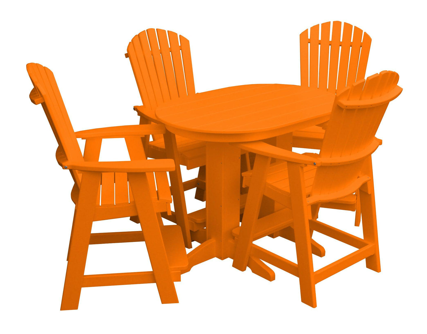 Bryton Park Poly Furniture Recycled 4' Oval Table with Fanback Balcony Chairs 5 Piece Set (Counter Height) - LEAD TIME TO SHIP 10 BUSINESS DAYS