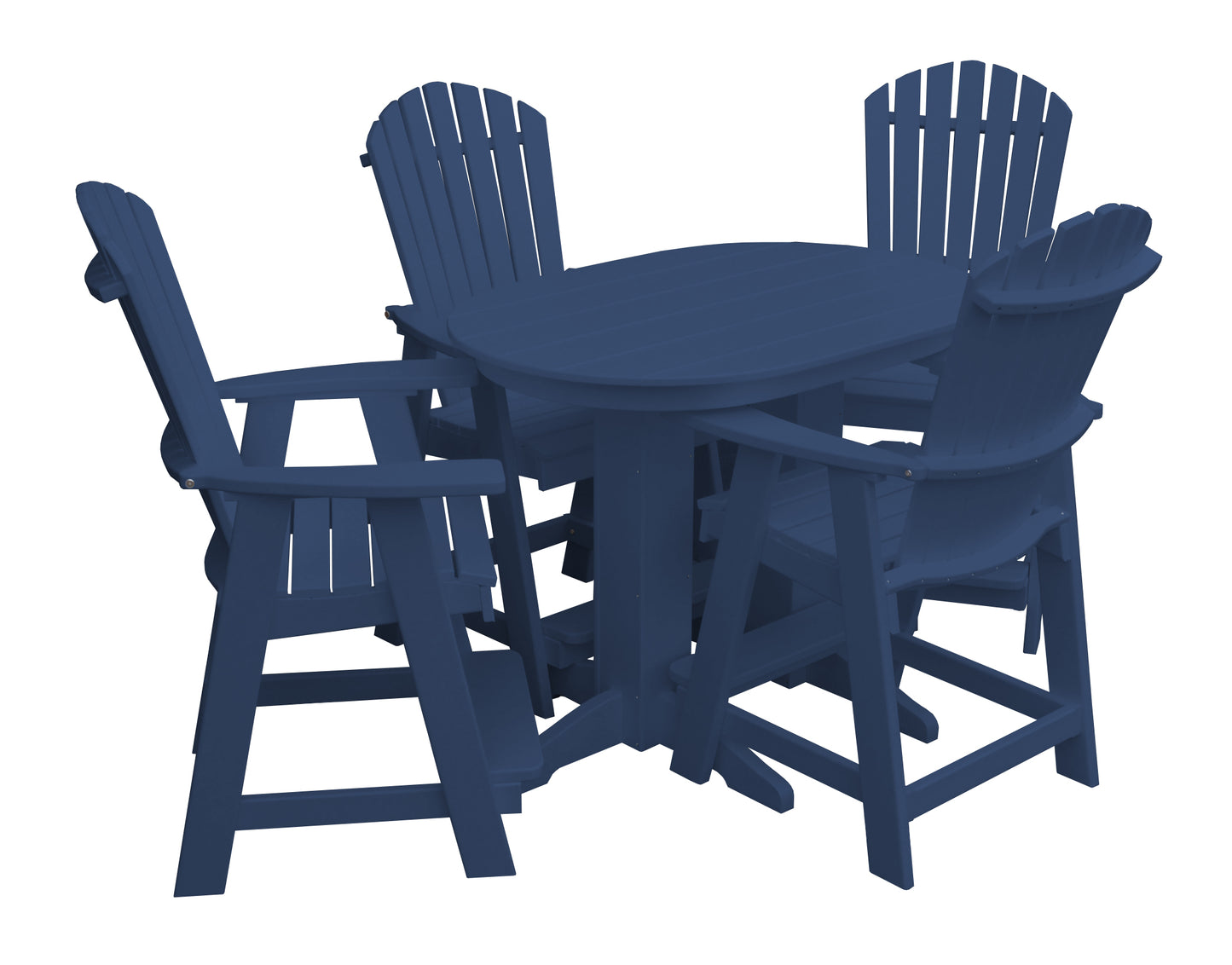 Bryton Park Poly Furniture Recycled 4' Oval Table with Fanback Balcony Chairs 5 Piece Set (Counter Height) - LEAD TIME TO SHIP 10 BUSINESS DAYS