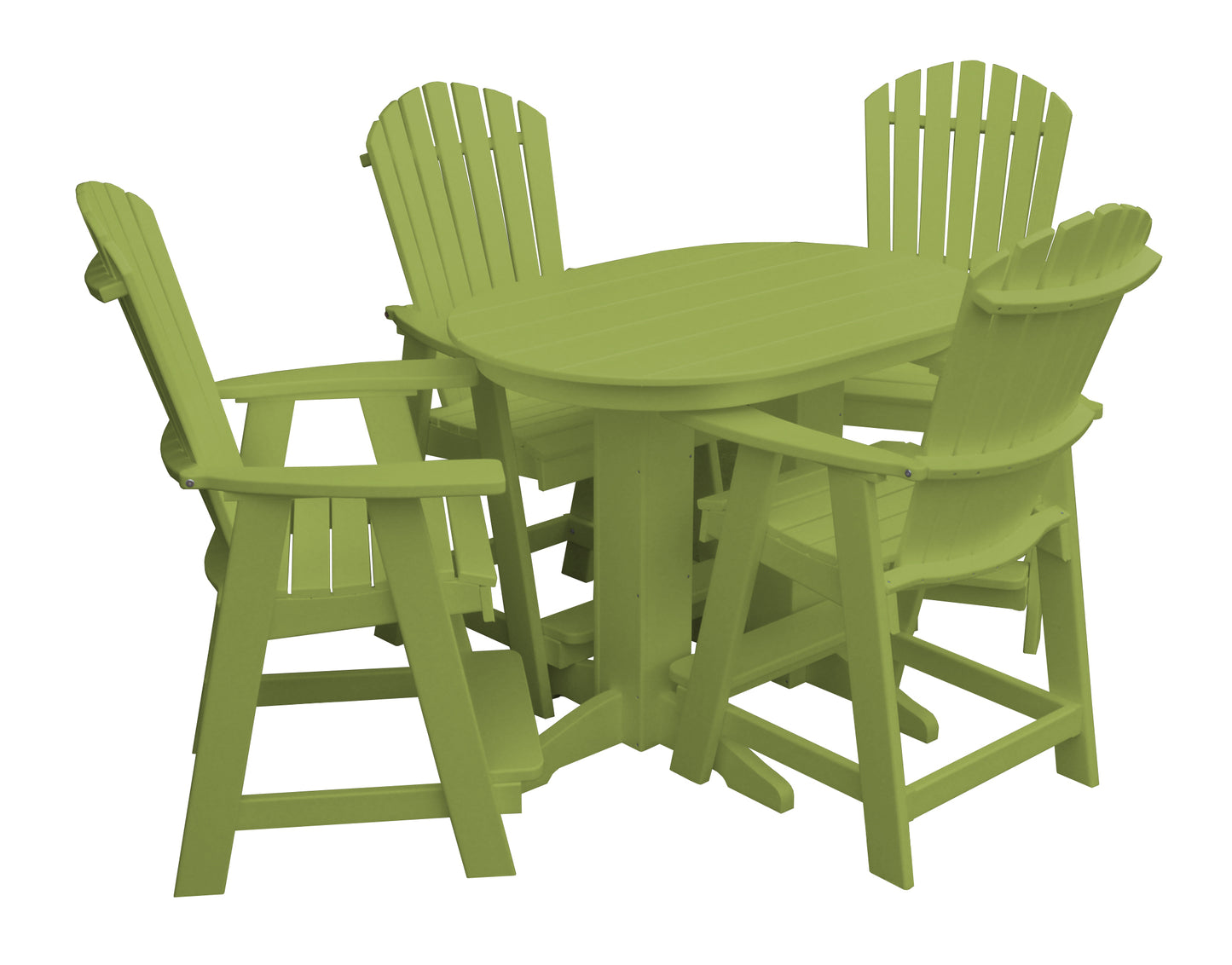 Bryton Park Poly Furniture Recycled 4' Oval Table with Fanback Balcony Chairs 5 Piece Set (Counter Height) - LEAD TIME TO SHIP 10 BUSINESS DAYS