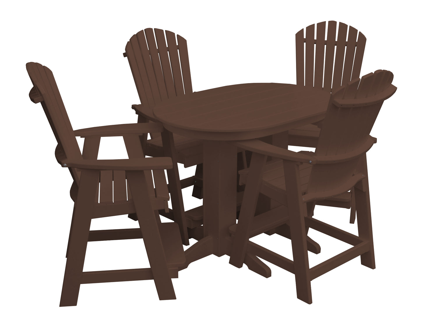 Bryton Park Poly Furniture Recycled 4' Oval Table with Fanback Balcony Chairs 5 Piece Set (Counter Height) - LEAD TIME TO SHIP 10 BUSINESS DAYS