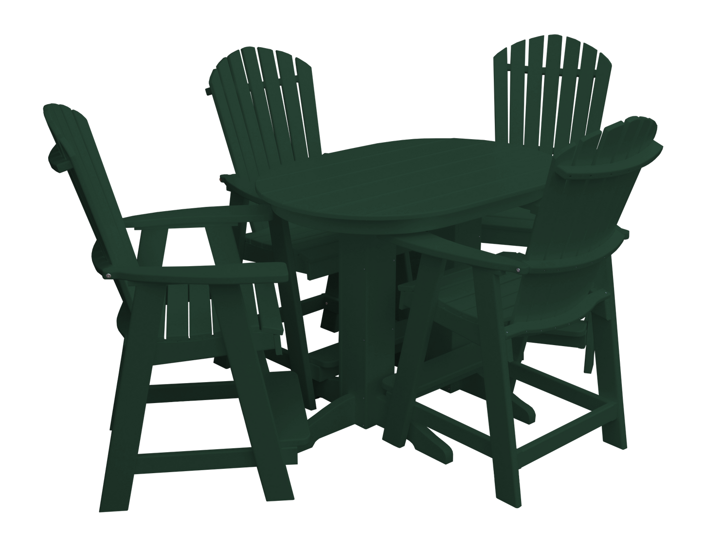 Bryton Park Poly Furniture Recycled 4' Oval Table with Fanback Balcony Chairs 5 Piece Set (Counter Height) - LEAD TIME TO SHIP 10 BUSINESS DAYS
