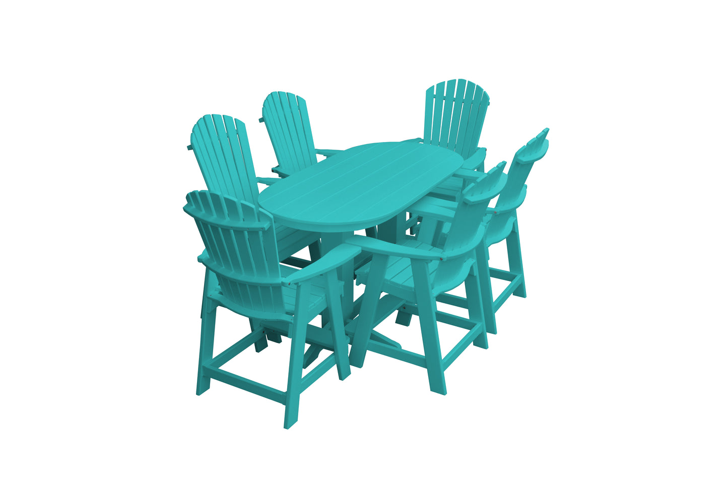 Bryton Park Poly Furniture Recycled 6' Oval Table with Fanback Balcony Chairs 7 Piece Set (Counter Height) - LEAD TIME TO SHIP 10 BUSINESS DAYS