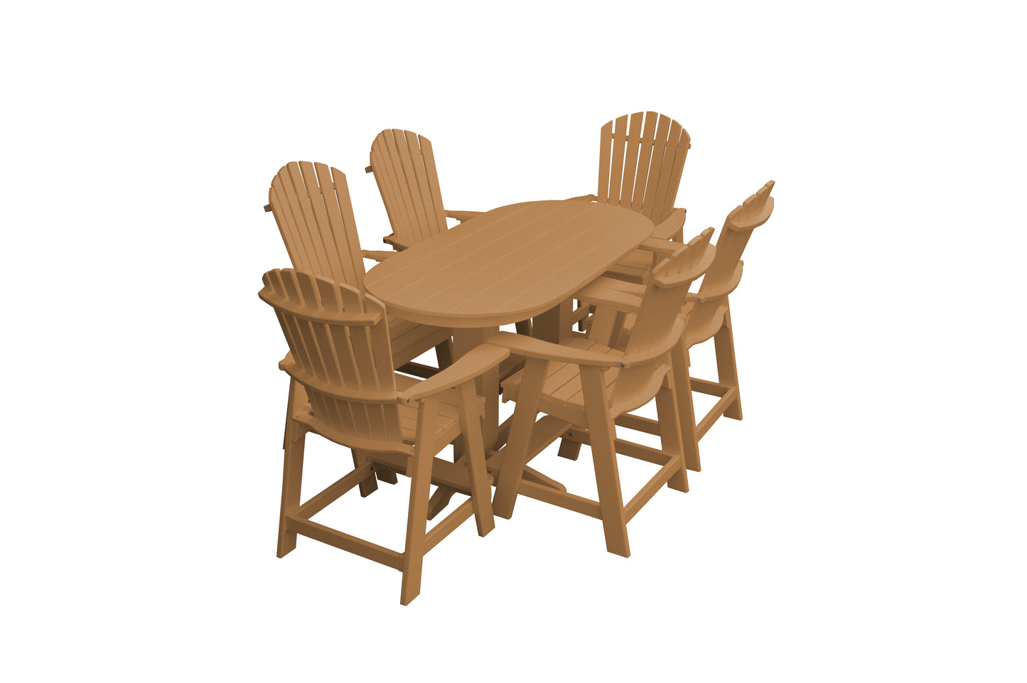 Bryton Park Poly Furniture Recycled 6' Oval Table with Fanback Balcony Chairs 7 Piece Set (Counter Height) - LEAD TIME TO SHIP 10 BUSINESS DAYS