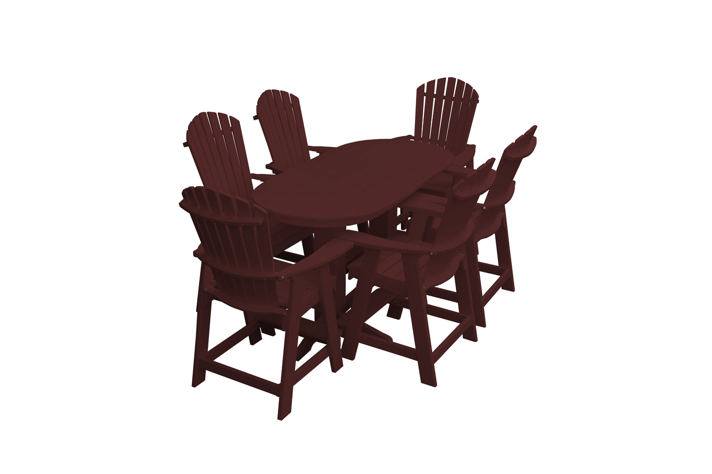 Bryton Park Poly Furniture Recycled 6' Oval Table with Fanback Balcony Chairs 7 Piece Set (Counter Height) - LEAD TIME TO SHIP 10 BUSINESS DAYS