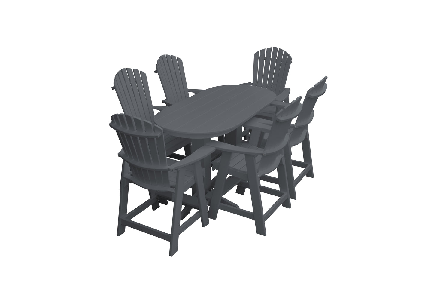 Bryton Park Poly Furniture Recycled 6' Oval Table with Fanback Balcony Chairs 7 Piece Set (Counter Height) - LEAD TIME TO SHIP 10 BUSINESS DAYS