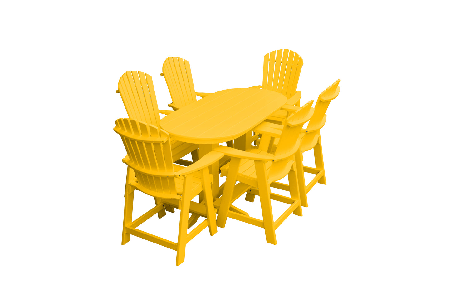 Bryton Park Poly Furniture Recycled 6' Oval Table with Fanback Balcony Chairs 7 Piece Set (Counter Height) - LEAD TIME TO SHIP 10 BUSINESS DAYS