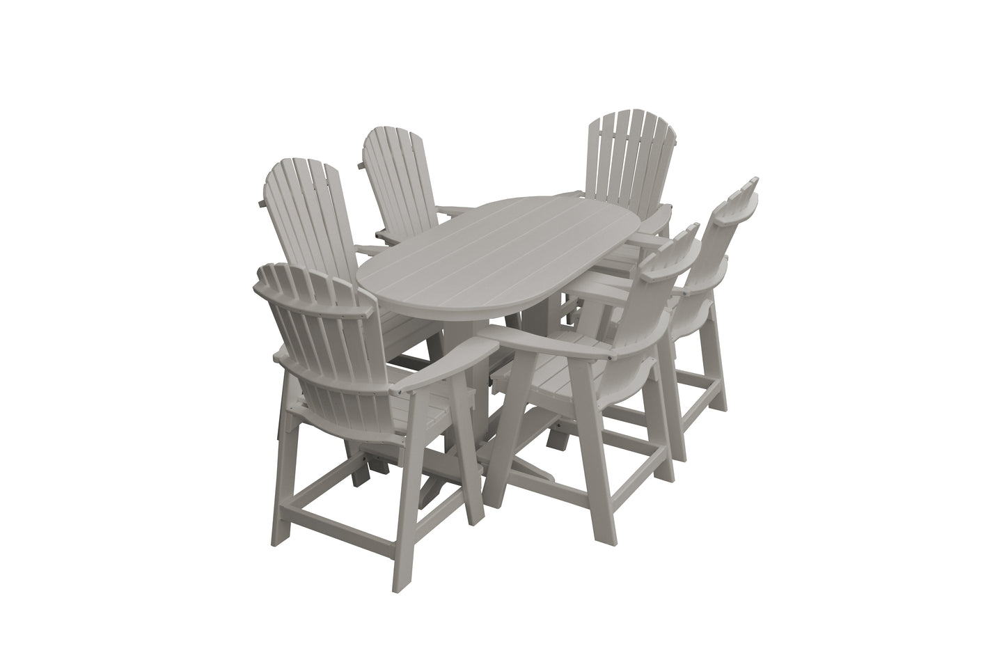 Bryton Park Poly Furniture Recycled 6' Oval Table with Fanback Balcony Chairs 7 Piece Set (Counter Height) - LEAD TIME TO SHIP 10 BUSINESS DAYS