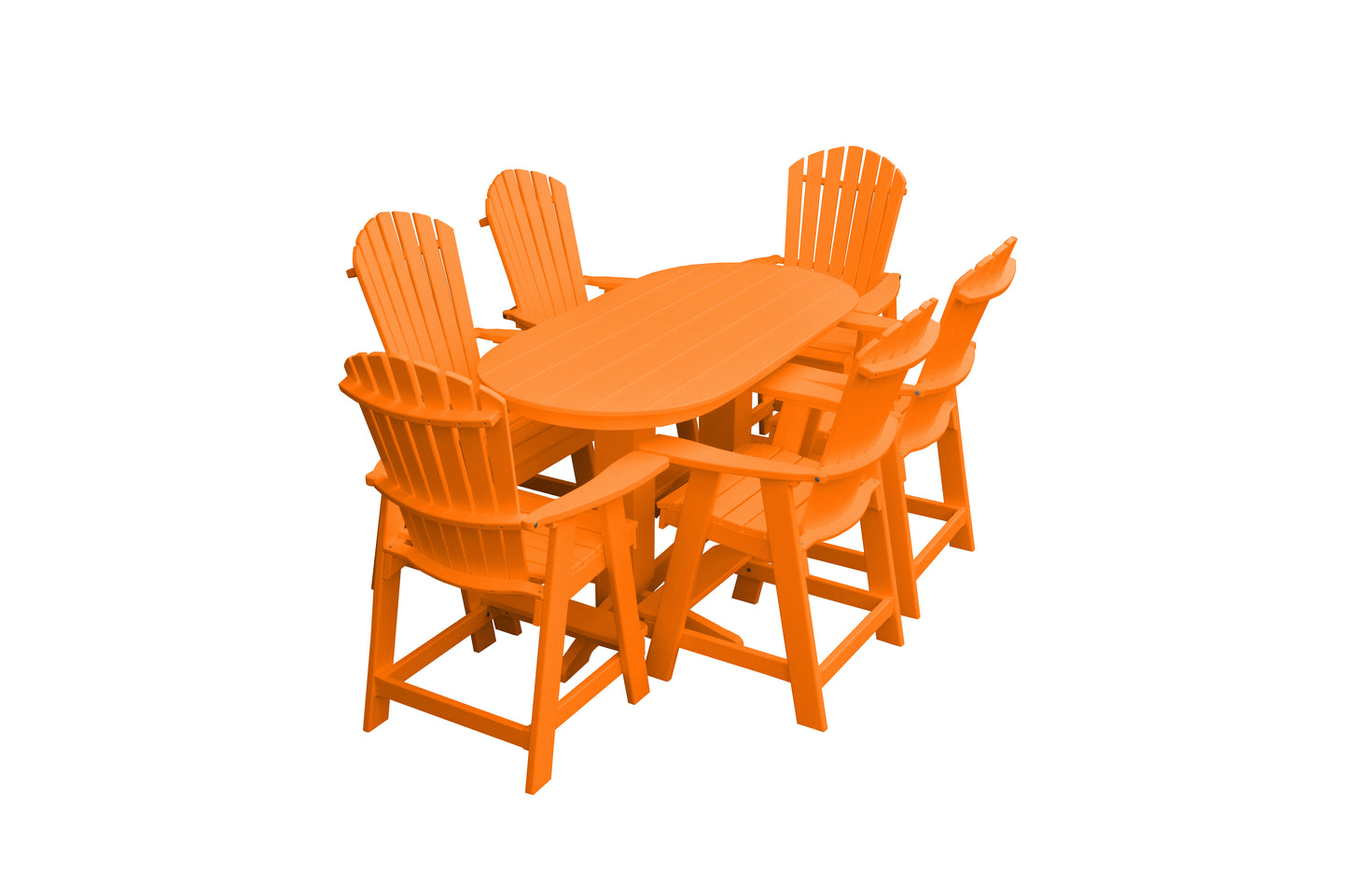 Bryton Park Poly Furniture Recycled 6' Oval Table with Fanback Balcony Chairs 7 Piece Set (Counter Height) - LEAD TIME TO SHIP 10 BUSINESS DAYS