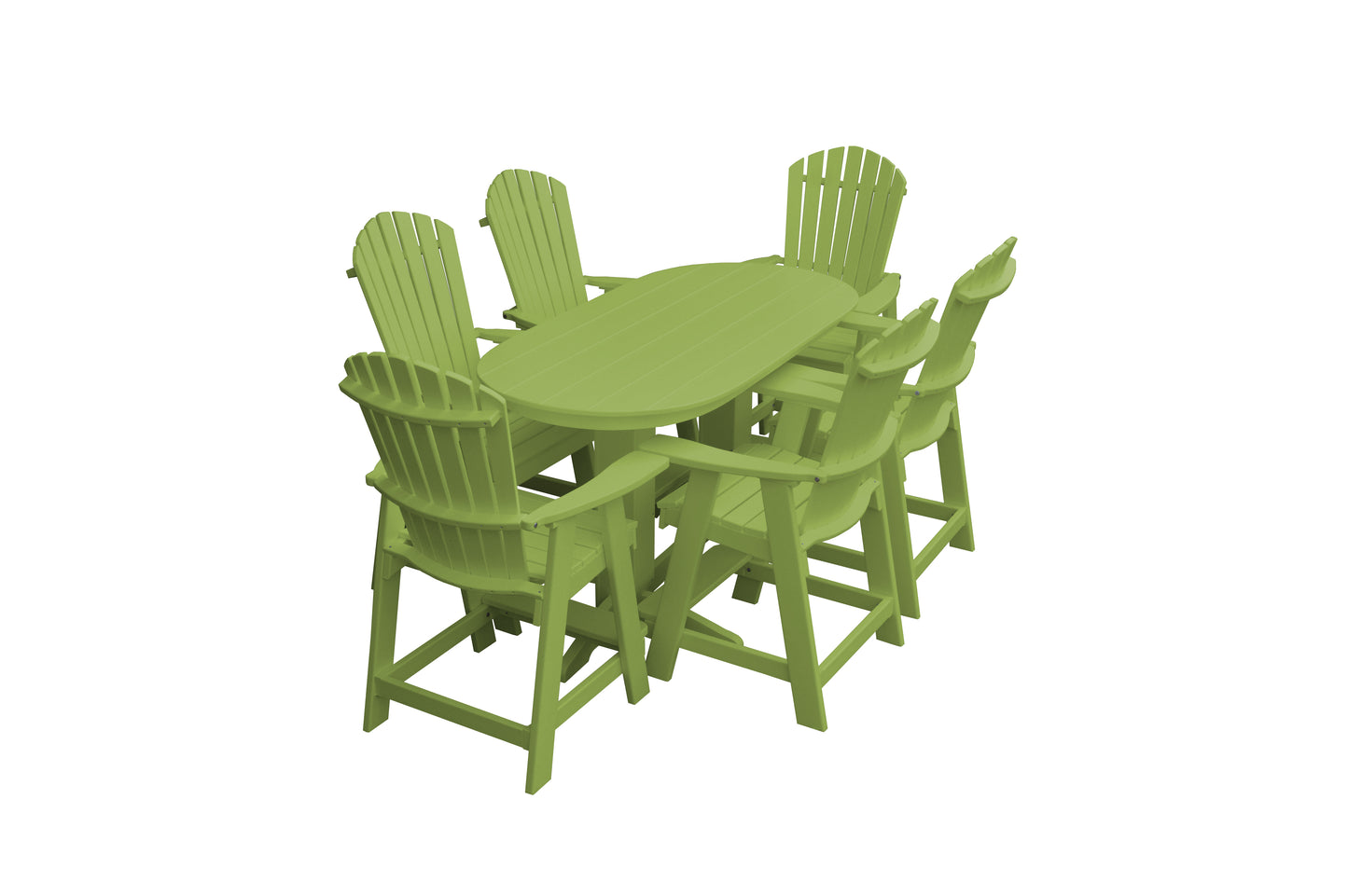 Bryton Park Poly Furniture Recycled 6' Oval Table with Fanback Balcony Chairs 7 Piece Set (Counter Height) - LEAD TIME TO SHIP 10 BUSINESS DAYS