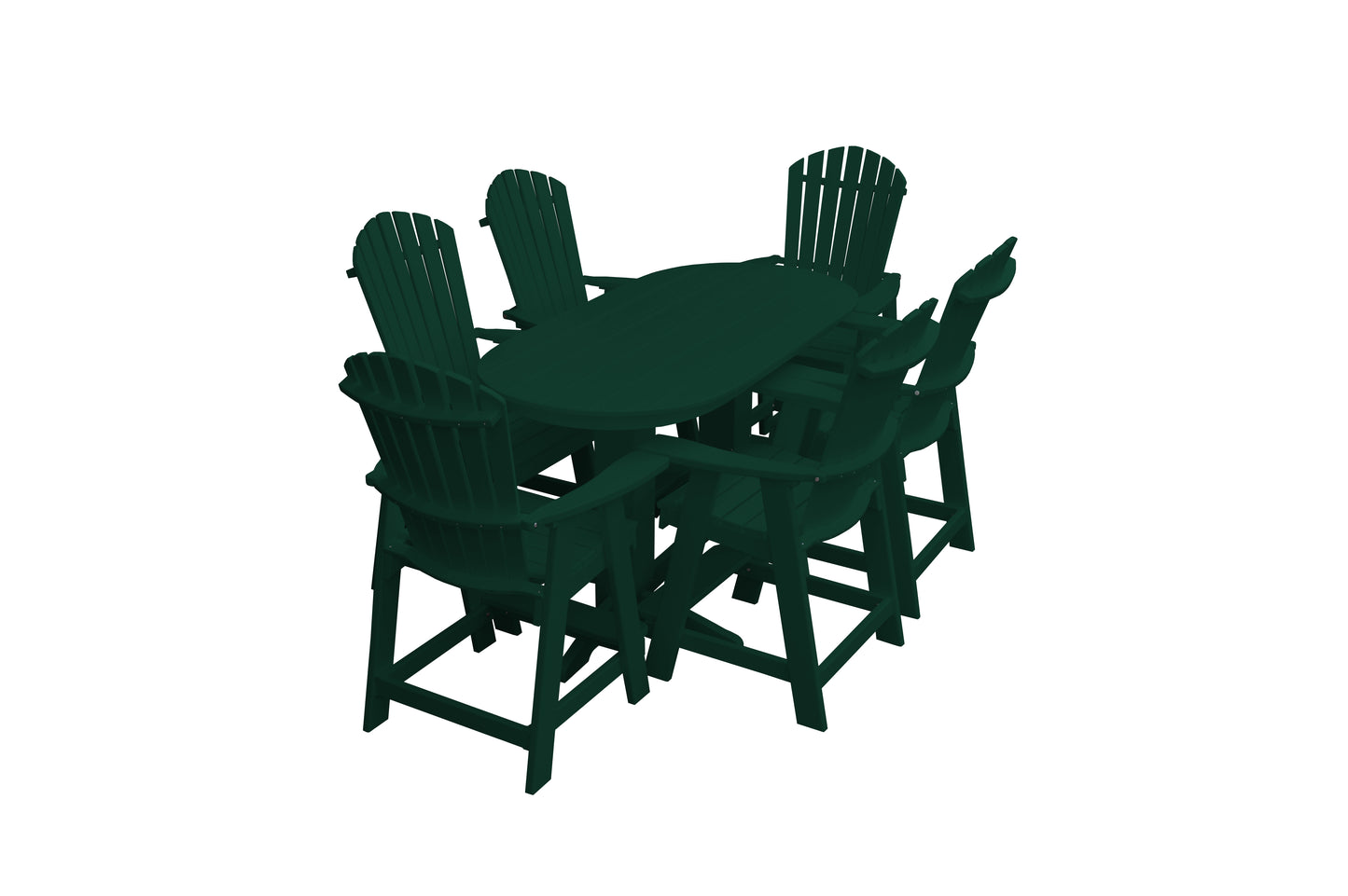 Bryton Park Poly Furniture Recycled 6' Oval Table with Fanback Balcony Chairs 7 Piece Set (Counter Height) - LEAD TIME TO SHIP 10 BUSINESS DAYS