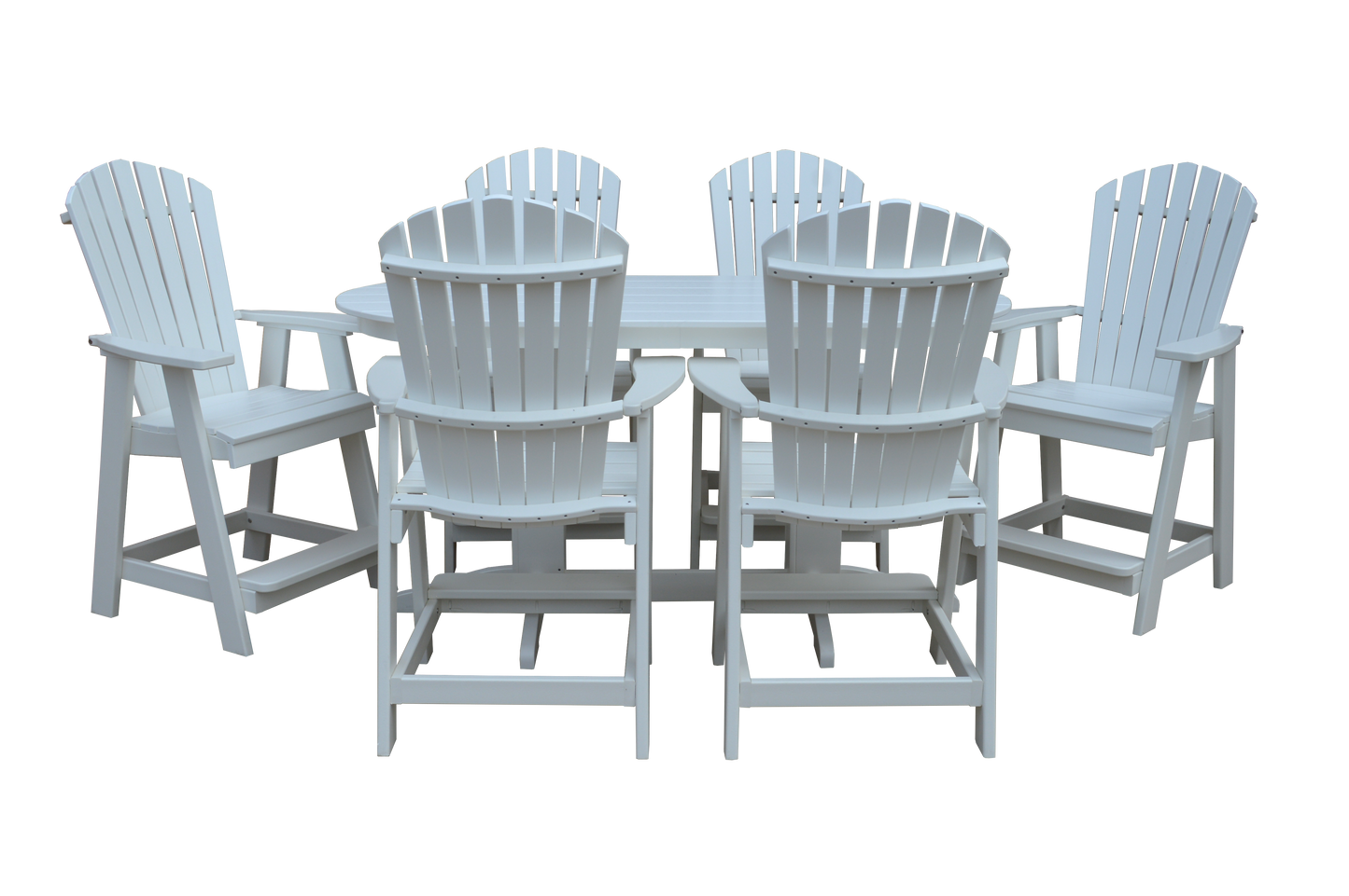 Bryton Park Poly Furniture Recycled 6' Oval Table with Fanback Balcony Chairs 7 Piece Set (Counter Height) - LEAD TIME TO SHIP 10 BUSINESS DAYS