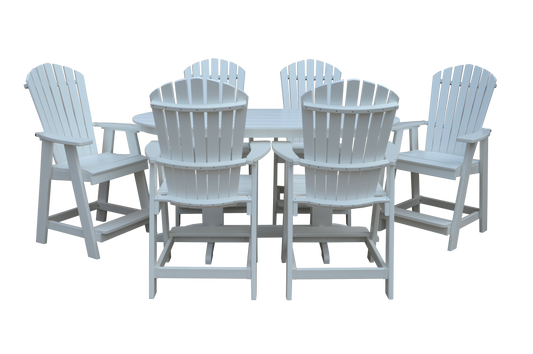 Bryton Park Poly Furniture Recycled 6' Oval Table with Fanback Balcony Chairs 7 Piece Set (Counter Height) - LEAD TIME TO SHIP 10 BUSINESS DAYS