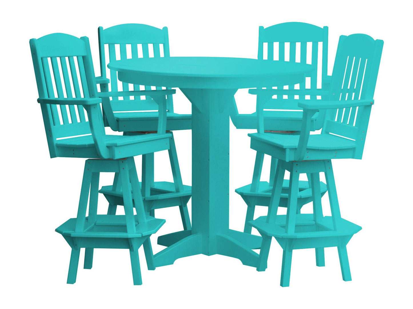 Bryton Park Poly Furniture Recycled Plastic 44in Round Bar Height Table with Classic Swivel Chairs 5 Piece  Set - LEAD TIME TO SHIP 10 BUSINESS DAYS
