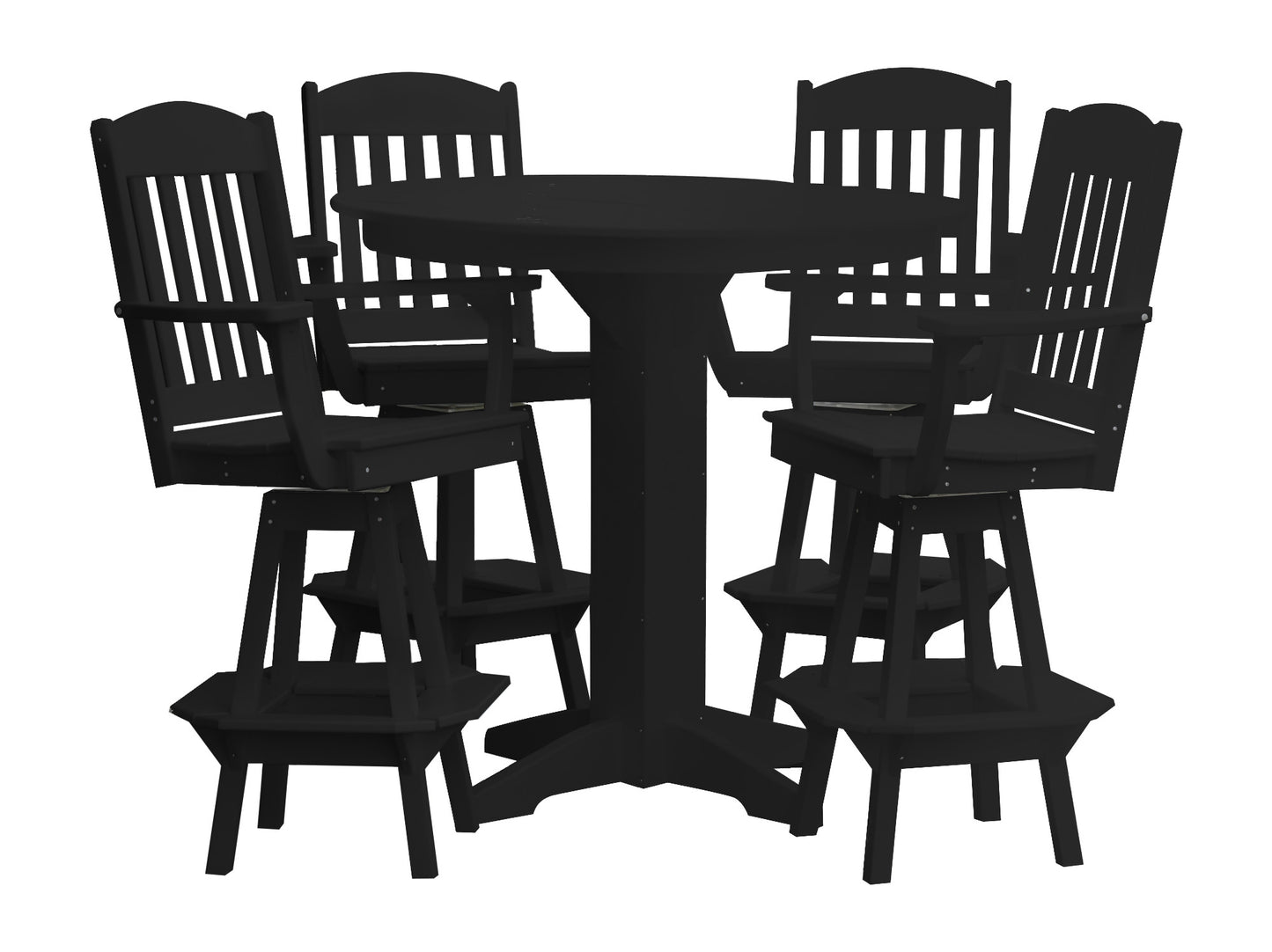 Bryton Park Poly Furniture Recycled Plastic 44in Round Bar Height Table with Classic Swivel Chairs 5 Piece  Set - LEAD TIME TO SHIP 10 BUSINESS DAYS