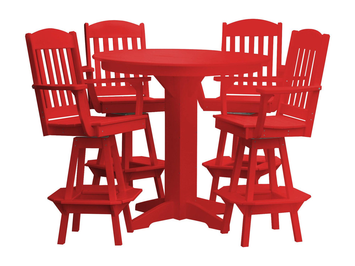 Bryton Park Poly Furniture Recycled Plastic 44in Round Bar Height Table with Classic Swivel Chairs 5 Piece  Set - LEAD TIME TO SHIP 10 BUSINESS DAYS