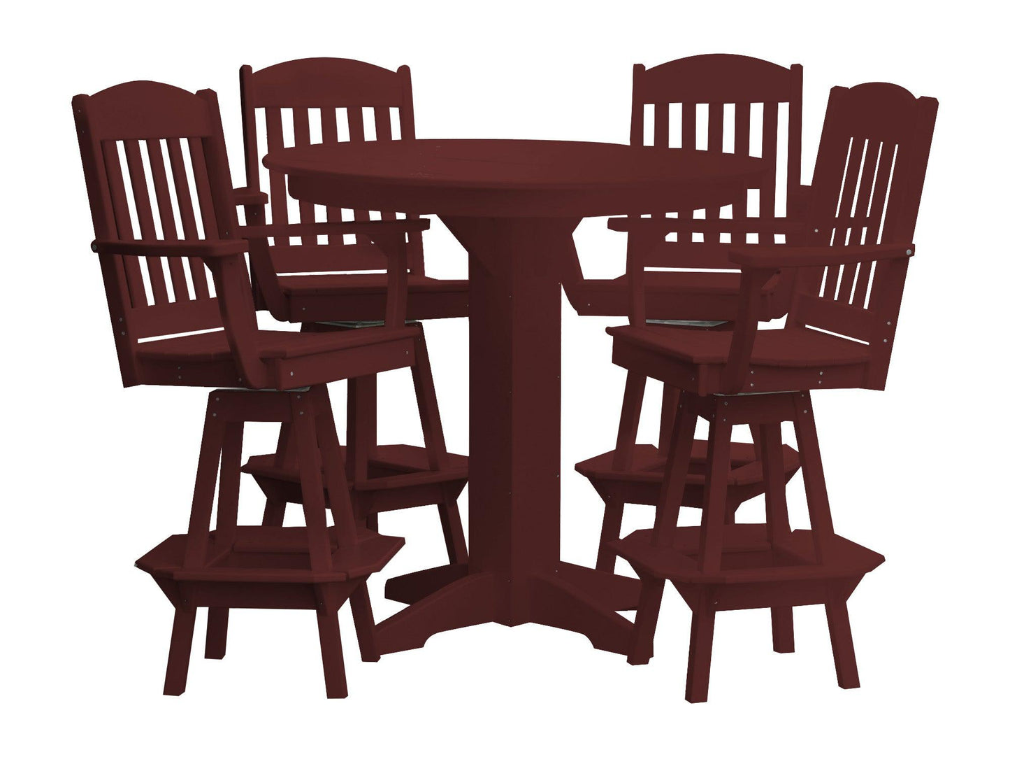 Bryton Park Poly Furniture Recycled Plastic 44in Round Bar Height Table with Classic Swivel Chairs 5 Piece  Set - LEAD TIME TO SHIP 10 BUSINESS DAYS