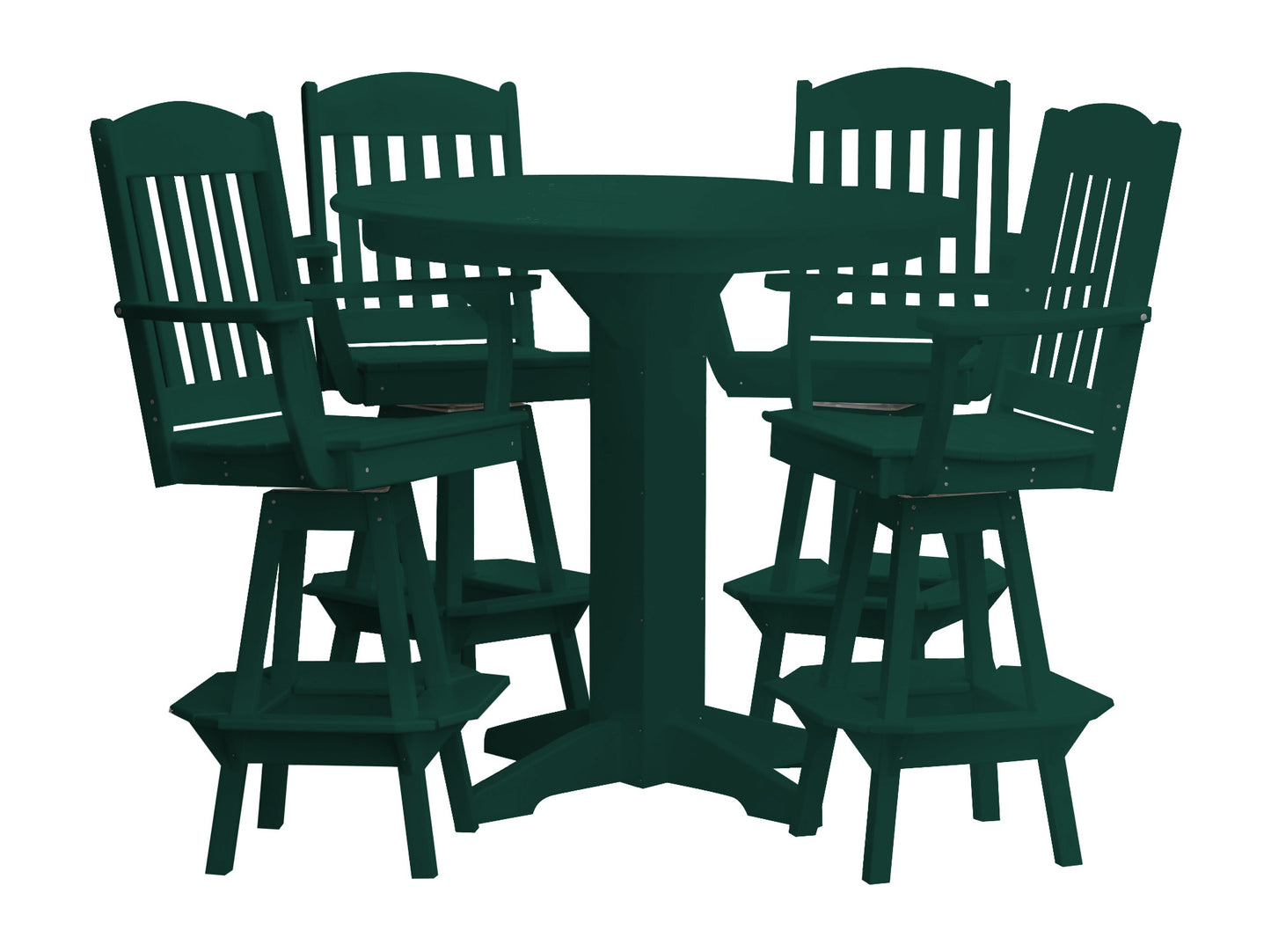 Bryton Park Poly Furniture Recycled Plastic 44in Round Bar Height Table with Classic Swivel Chairs 5 Piece  Set - LEAD TIME TO SHIP 10 BUSINESS DAYS