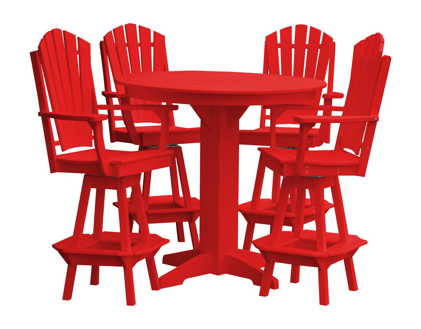 Bryton Park Poly Furniture Recycled Plastic 44in Round Bar Height Table with Fanback Swivel Bar Chair 5 Piece Set - LEAD TIME TO SHIP 10 BUSINESS DAYS