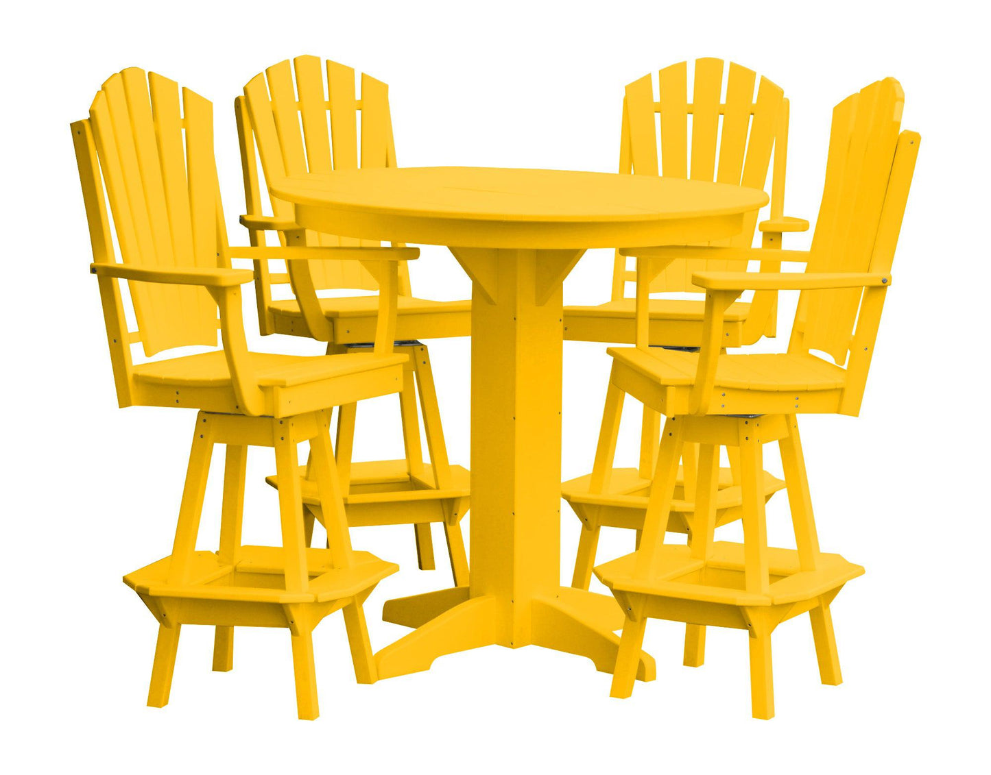Bryton Park Poly Furniture Recycled Plastic 44in Round Bar Height Table with Fanback Swivel Bar Chair 5 Piece Set - LEAD TIME TO SHIP 10 BUSINESS DAYS