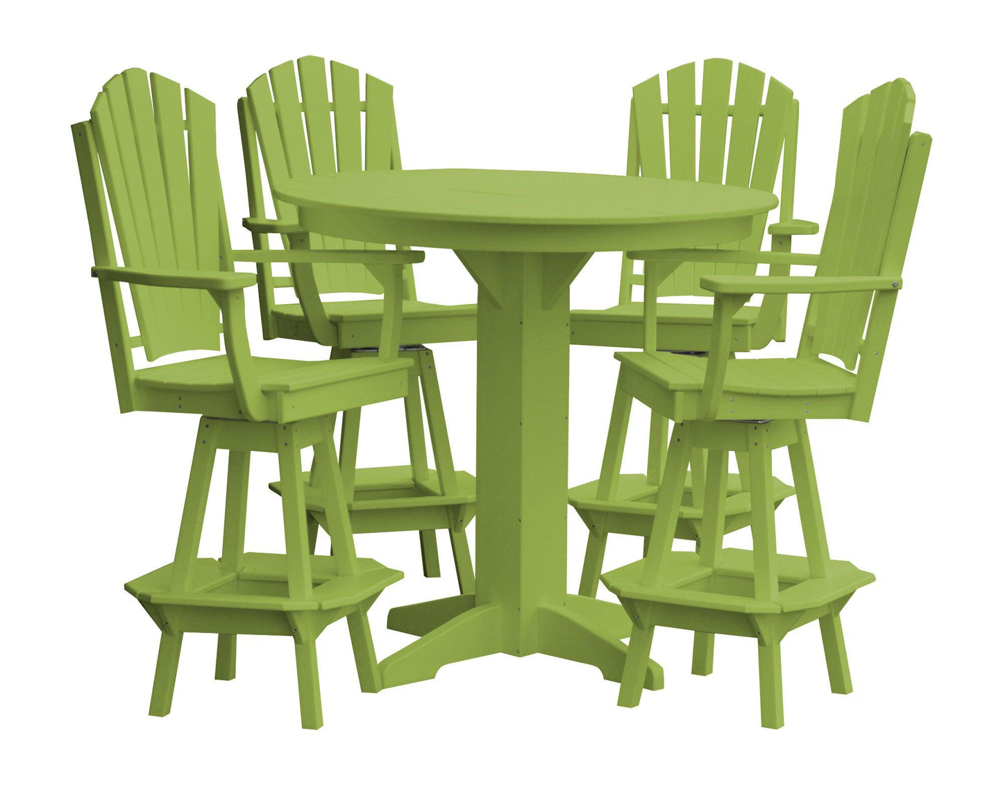 Bryton Park Poly Furniture Recycled Plastic 44in Round Bar Height Table with Fanback Swivel Bar Chair 5 Piece Set - LEAD TIME TO SHIP 10 BUSINESS DAYS