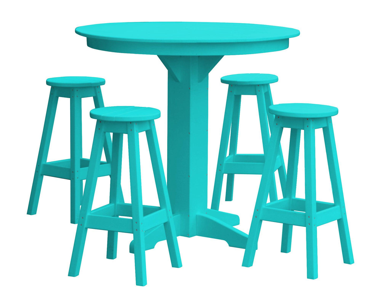A&L Furniture Recycled Plastic 44in Round Bar Height Table with Bar Stools 5 Piece Set - LEAD TIME TO SHIP 10 BUSINESS DAYS