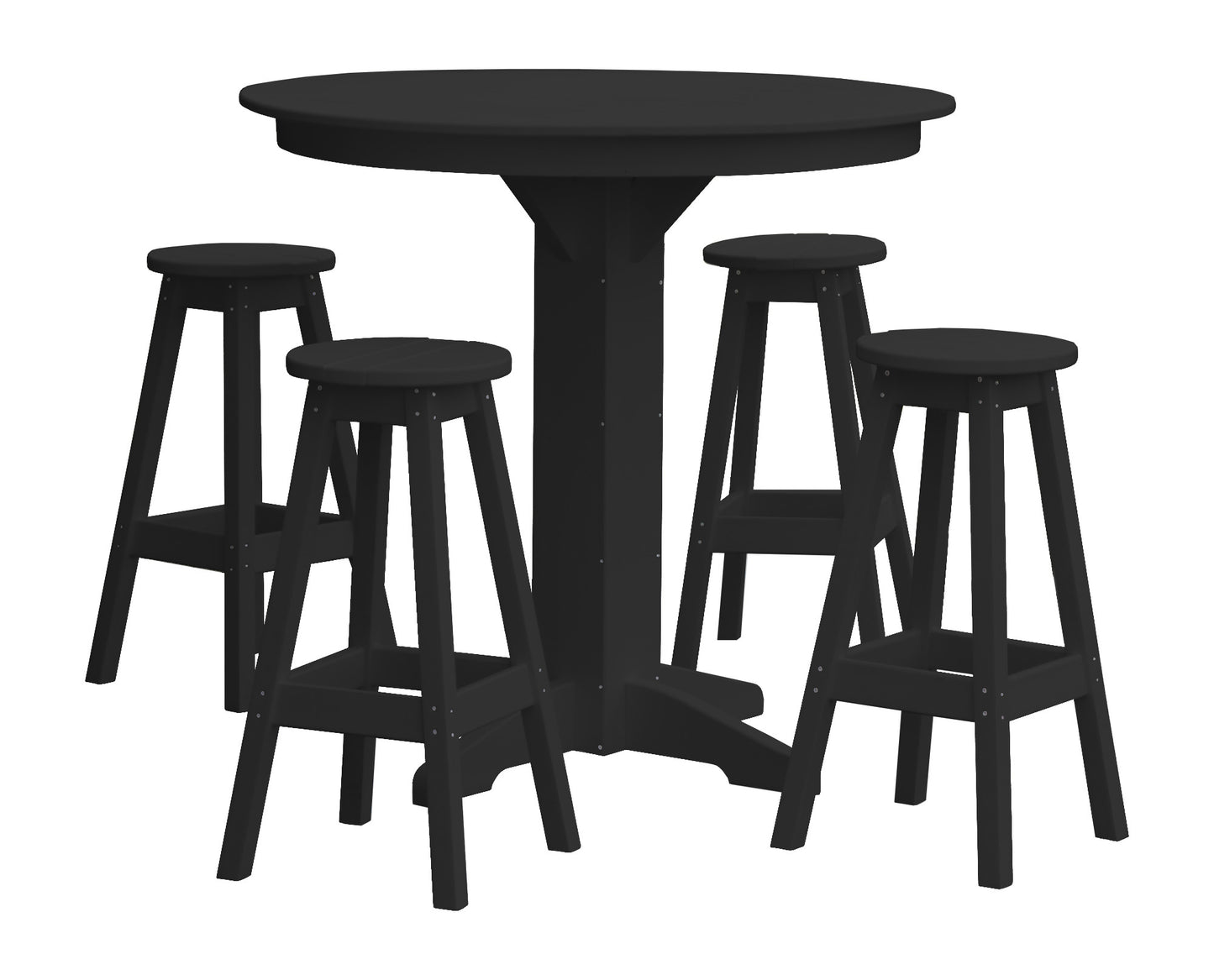 A&L Furniture Recycled Plastic 44in Round Bar Height Table with Bar Stools 5 Piece Set - LEAD TIME TO SHIP 10 BUSINESS DAYS