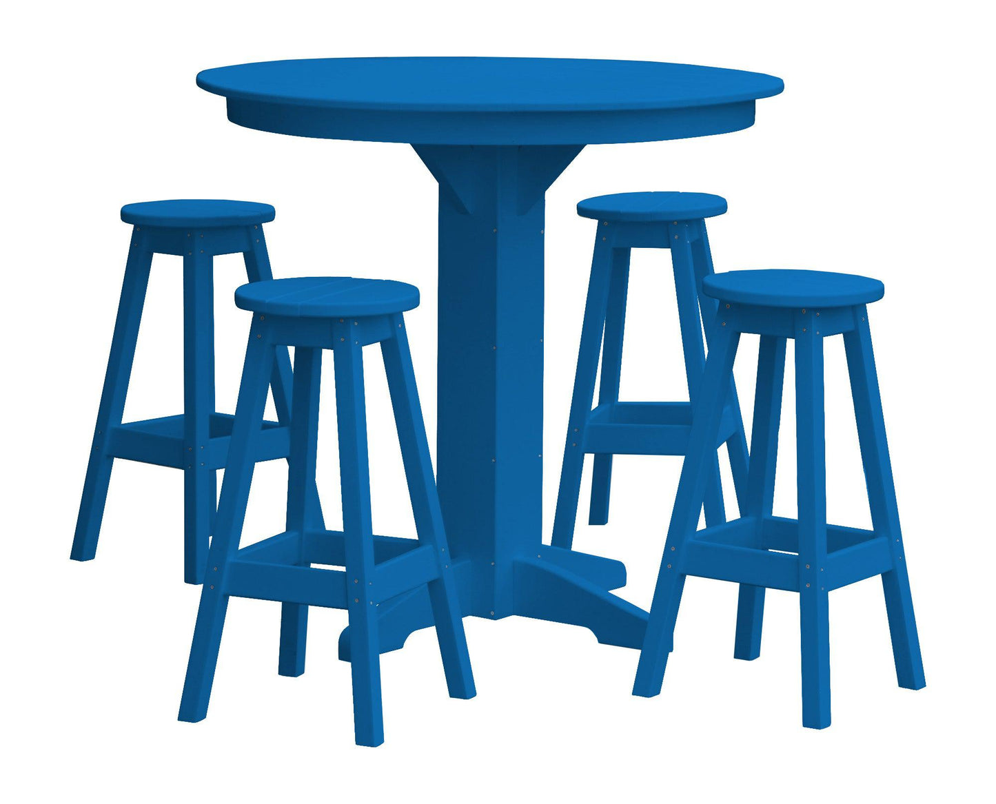 A&L Furniture Recycled Plastic 44in Round Bar Height Table with Bar Stools 5 Piece Set - LEAD TIME TO SHIP 10 BUSINESS DAYS