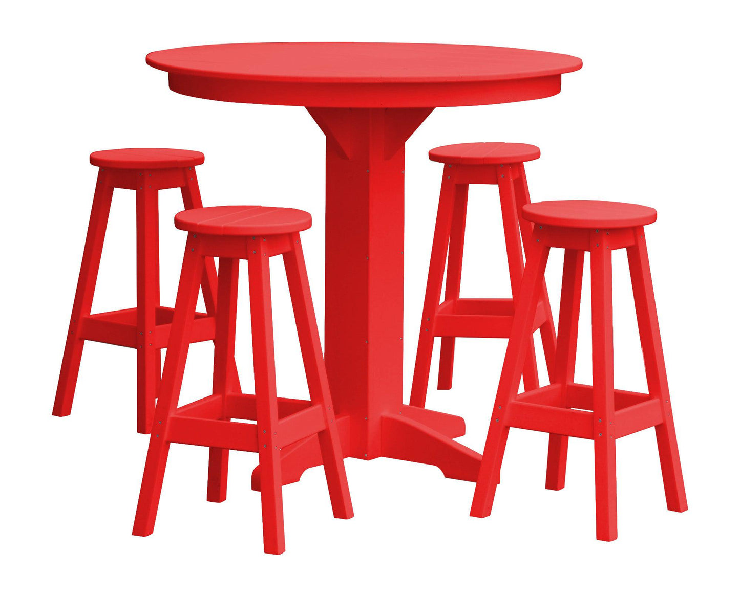 A&L Furniture Recycled Plastic 44in Round Bar Height Table with Bar Stools 5 Piece Set - LEAD TIME TO SHIP 10 BUSINESS DAYS