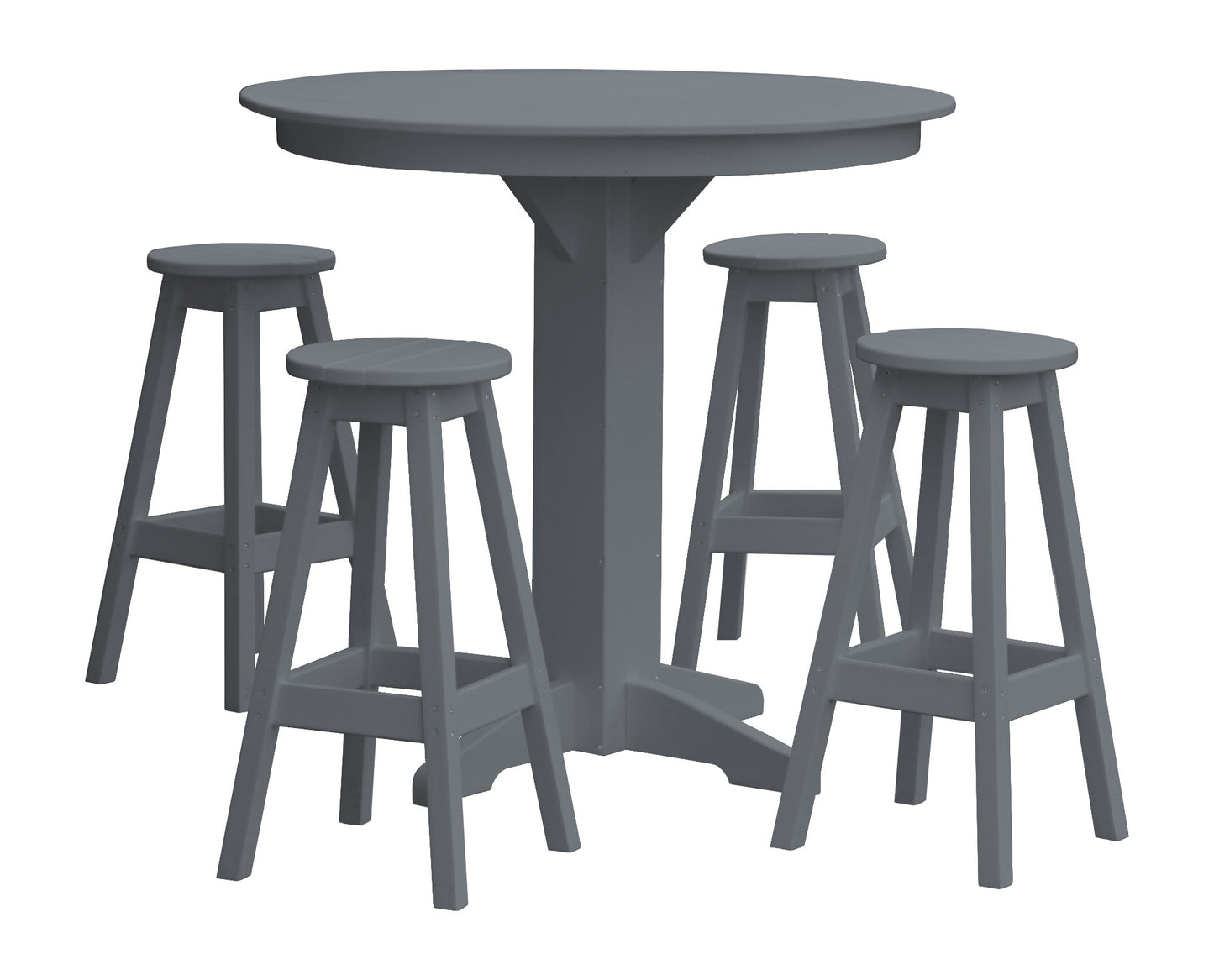 A&L Furniture Recycled Plastic 44in Round Bar Height Table with Bar Stools 5 Piece Set - LEAD TIME TO SHIP 10 BUSINESS DAYS