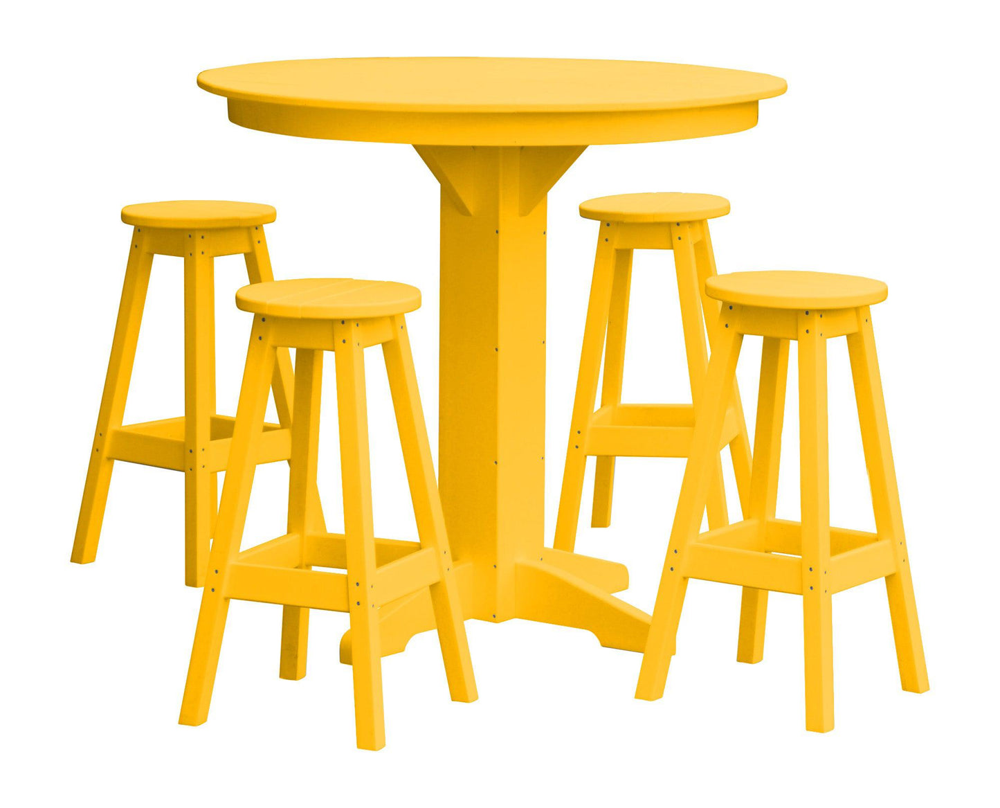 A&L Furniture Recycled Plastic 44in Round Bar Height Table with Bar Stools 5 Piece Set - LEAD TIME TO SHIP 10 BUSINESS DAYS