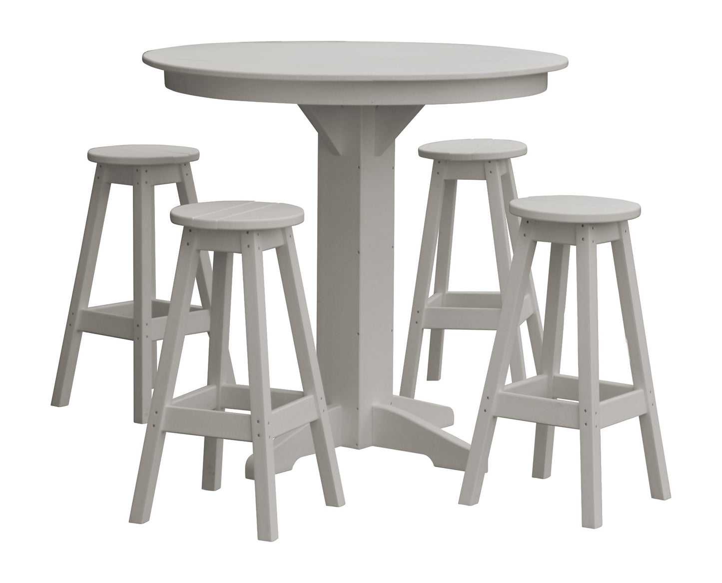 A&L Furniture Recycled Plastic 44in Round Bar Height Table with Bar Stools 5 Piece Set - LEAD TIME TO SHIP 10 BUSINESS DAYS
