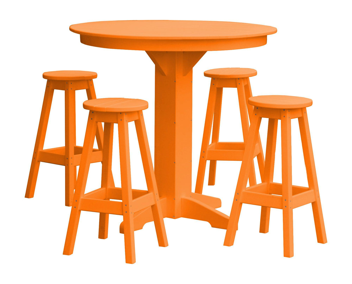 A&L Furniture Recycled Plastic 44in Round Bar Height Table with Bar Stools 5 Piece Set - LEAD TIME TO SHIP 10 BUSINESS DAYS