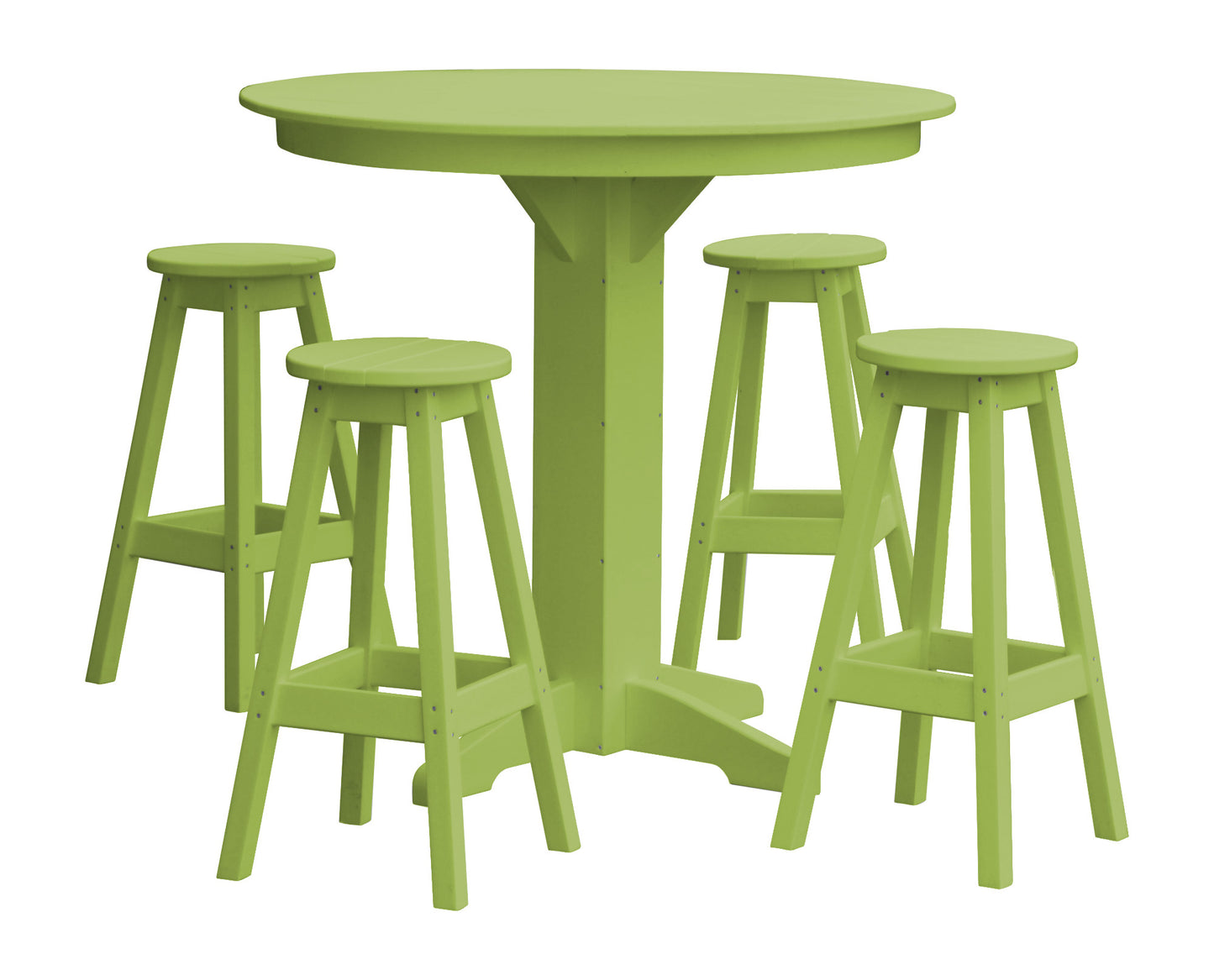 A&L Furniture Recycled Plastic 44in Round Bar Height Table with Bar Stools 5 Piece Set - LEAD TIME TO SHIP 10 BUSINESS DAYS