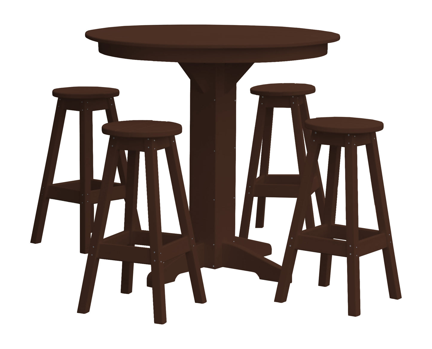 A&L Furniture Recycled Plastic 44in Round Bar Height Table with Bar Stools 5 Piece Set - LEAD TIME TO SHIP 10 BUSINESS DAYS