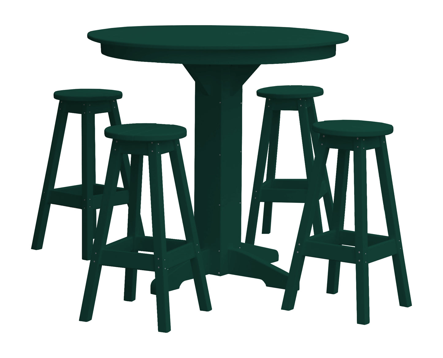 A&L Furniture Recycled Plastic 44in Round Bar Height Table with Bar Stools 5 Piece Set - LEAD TIME TO SHIP 10 BUSINESS DAYS