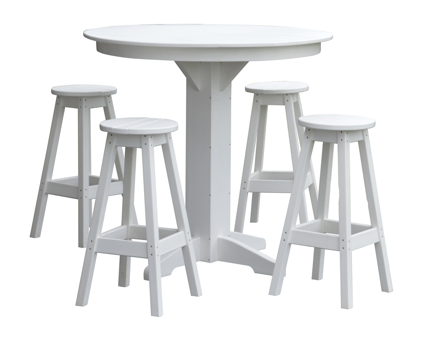 A&L Furniture Recycled Plastic 44in Round Bar Height Table with Bar Stools 5 Piece Set - LEAD TIME TO SHIP 10 BUSINESS DAYS