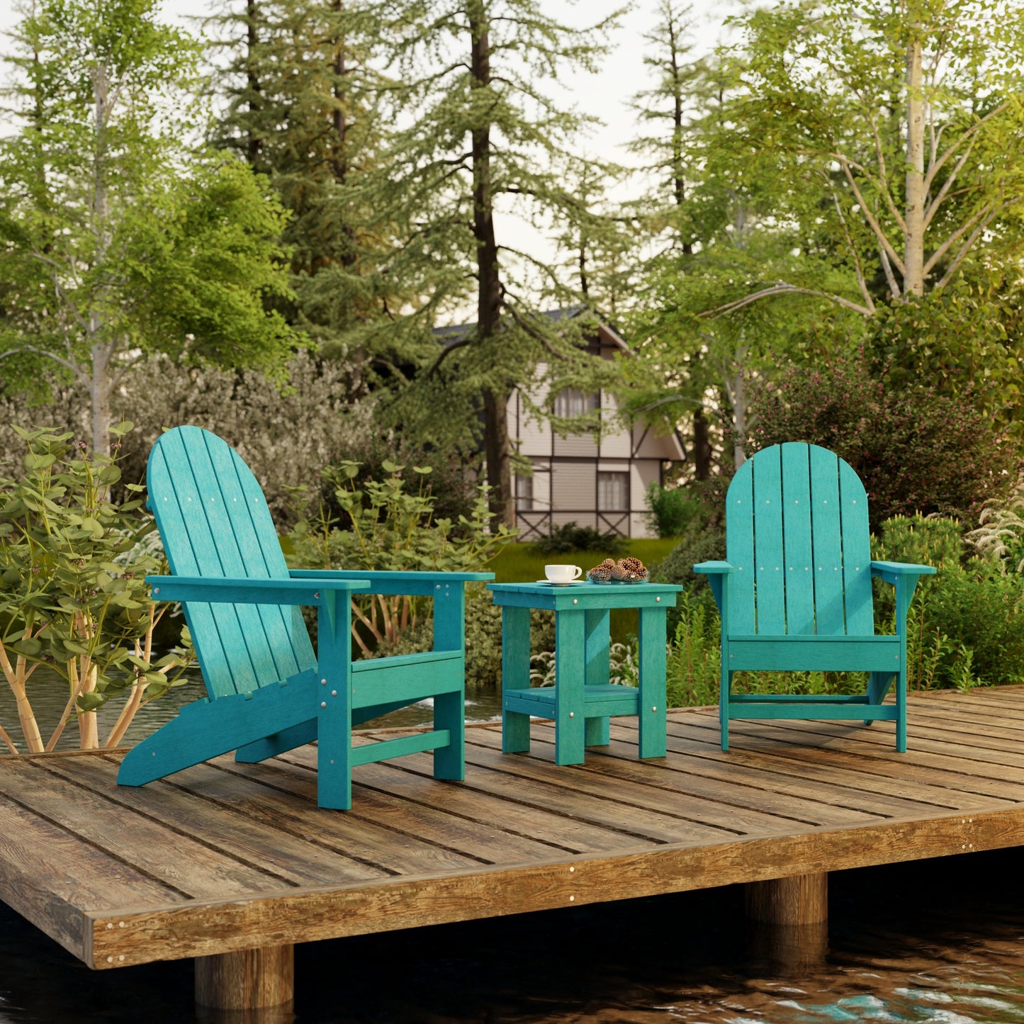 Wildridge Freedom 3-Piece Traditional Adirondack Set With Side Table - LEAD TIME TO SHIP 4 TO 6 WEEKS