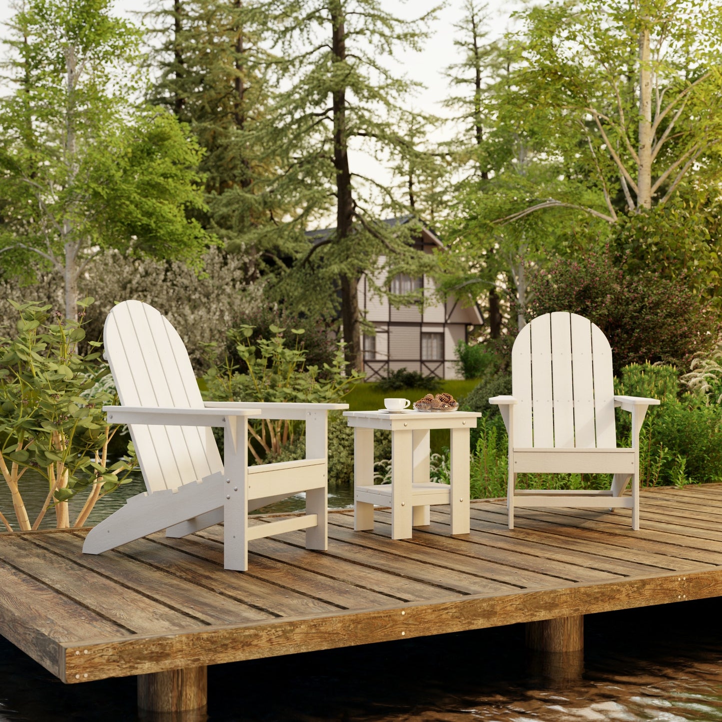 Wildridge Freedom 3-Piece Traditional Adirondack Set With Side Table - LEAD TIME TO SHIP 4 TO 6 WEEKS